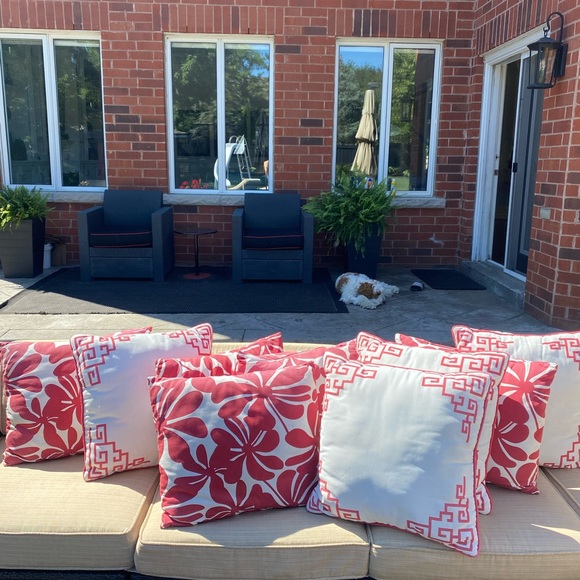 Outdoor pillows red & white 9 pieces - Picture 1 of 3